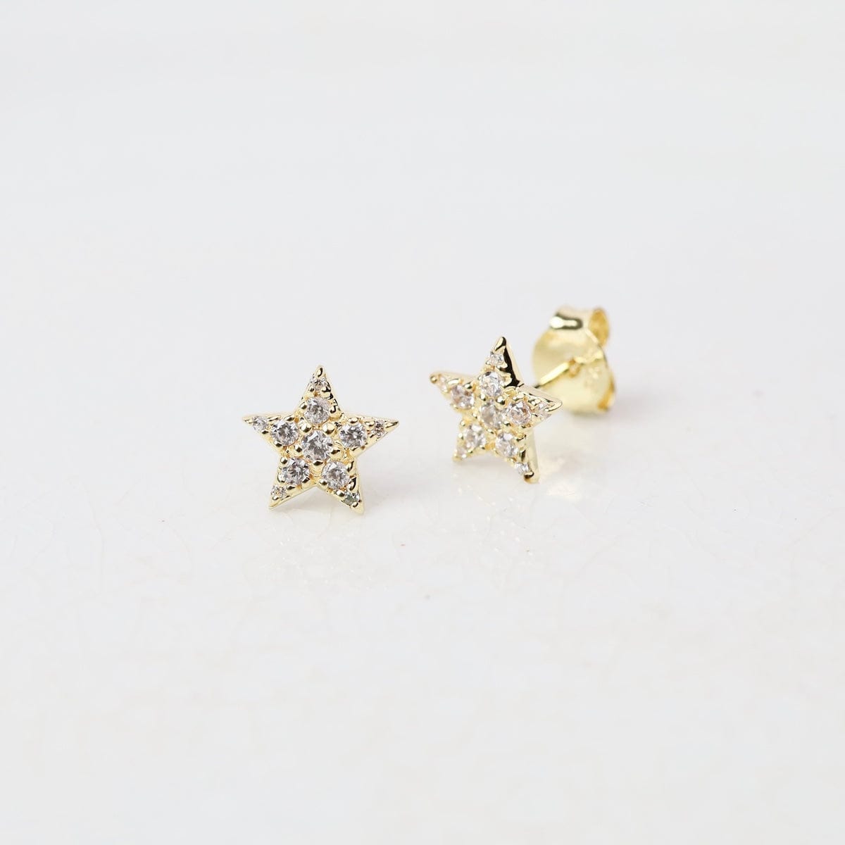 EAR-VRM Gold Vermeil CZ Pave Star Stud Earrings