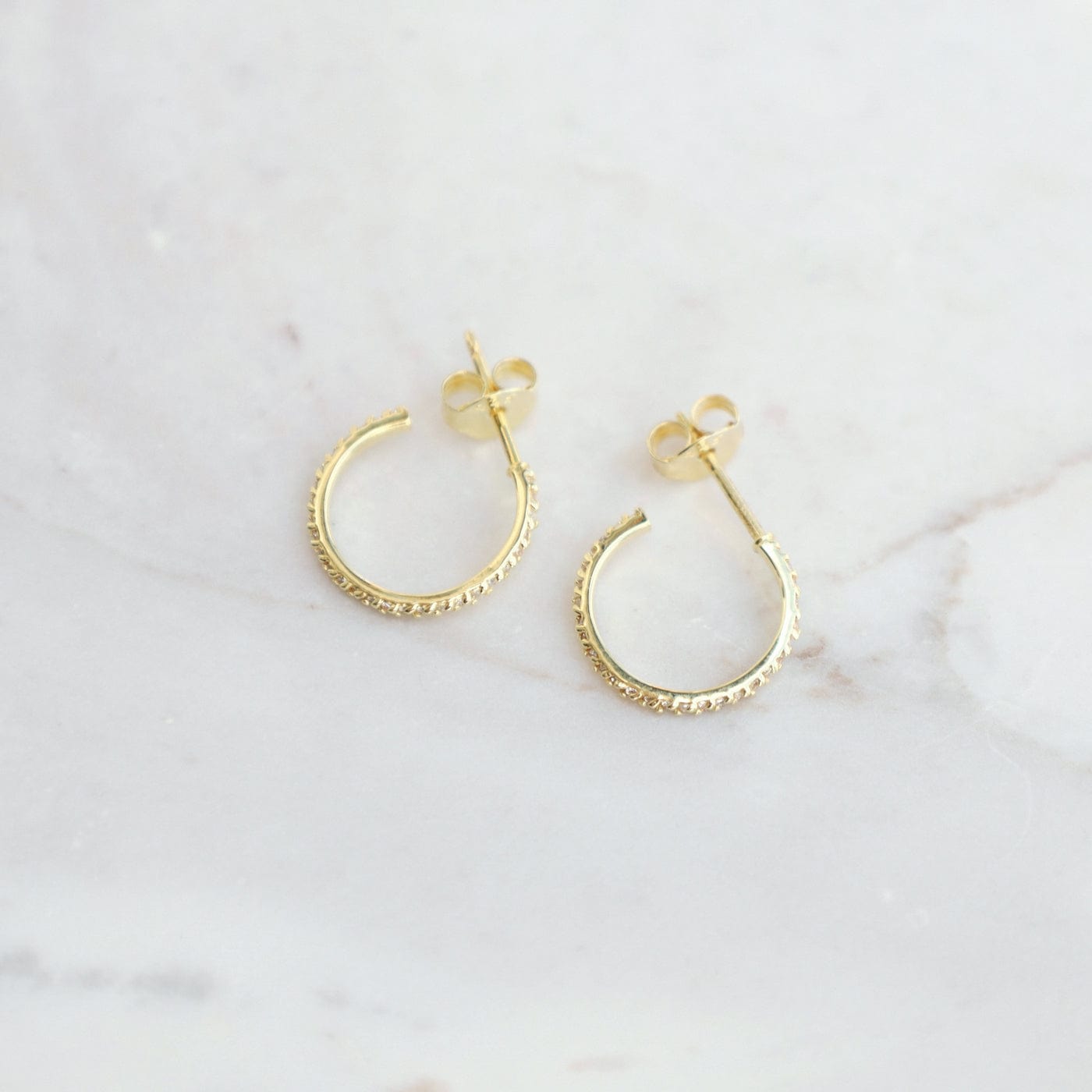 EAR-VRM Gold Vermeil CZ Pave Stud Hoop