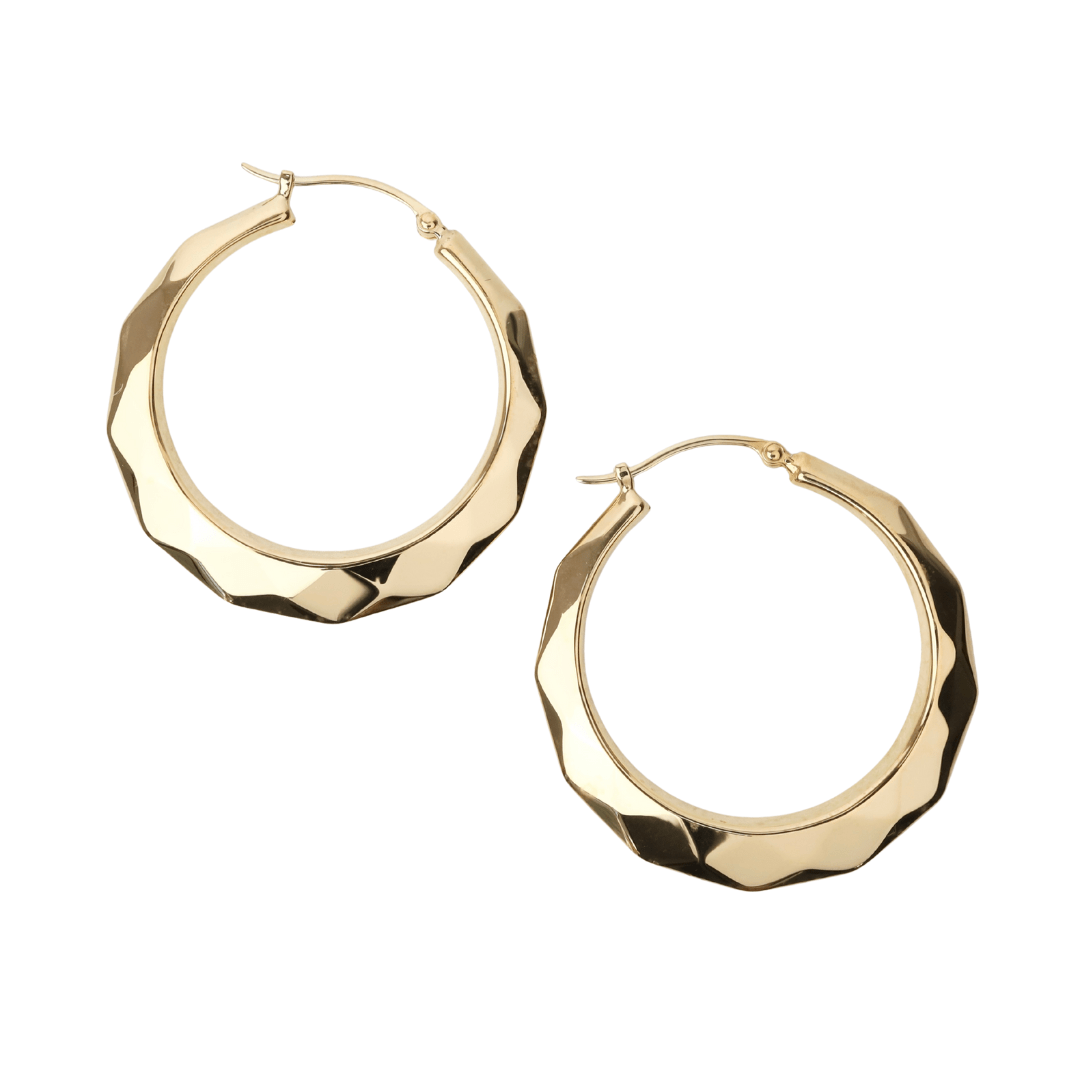 EAR-VRM Gold Vermeil Facet Cut Hoops