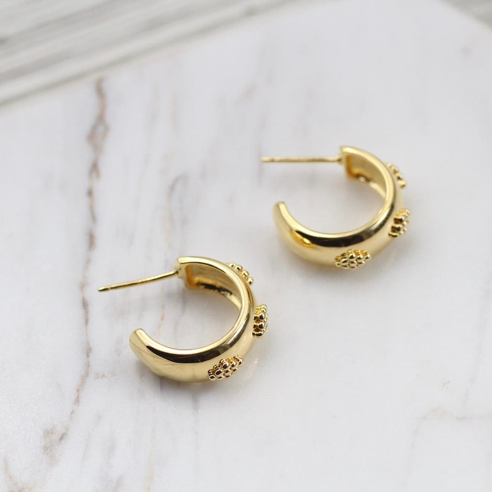 
                  
                    EAR-VRM Gold Vermeil Hoop On Post with Dot Diamond Pattern
                  
                