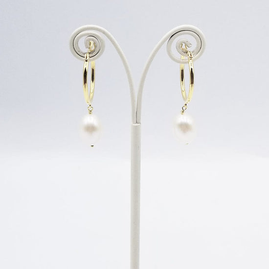 EAR-VRM Gold Vermeil Hoop With Freshwater Pearl