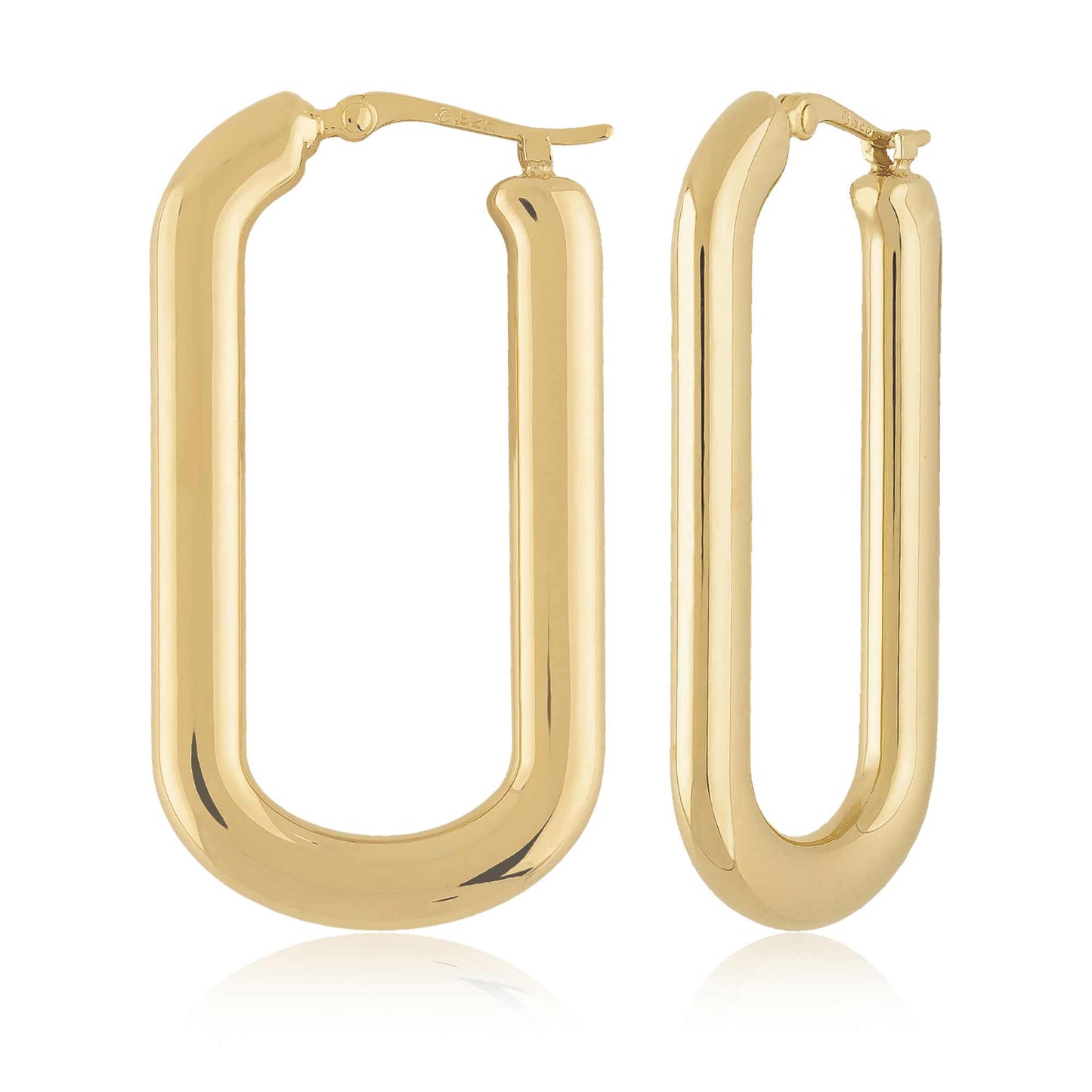 EAR-VRM Gold Vermeil Long Flat Oval Hoops