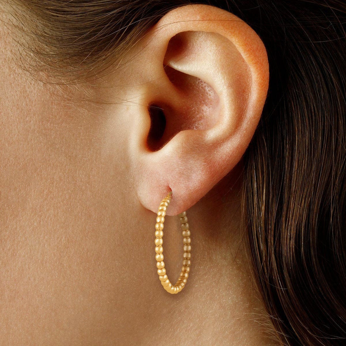 EAR-VRM Gold Vermeil Medium Beaded Hoops