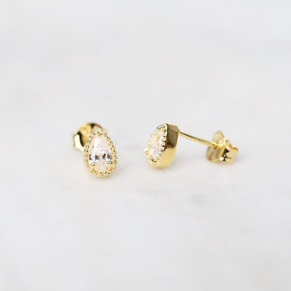 
                      
                        EAR-VRM Gold Vermeil Milgrain Edge Pear CZ Stud Earrings
                      
                    