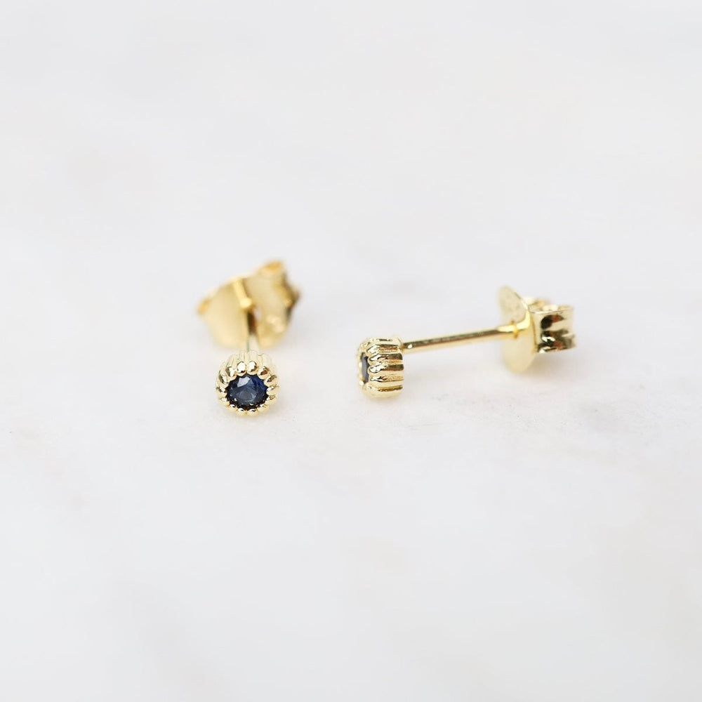 
                  
                    EAR-VRM Gold Vermeil Milgrain Edge Stud - Blue Sapphire
                  
                