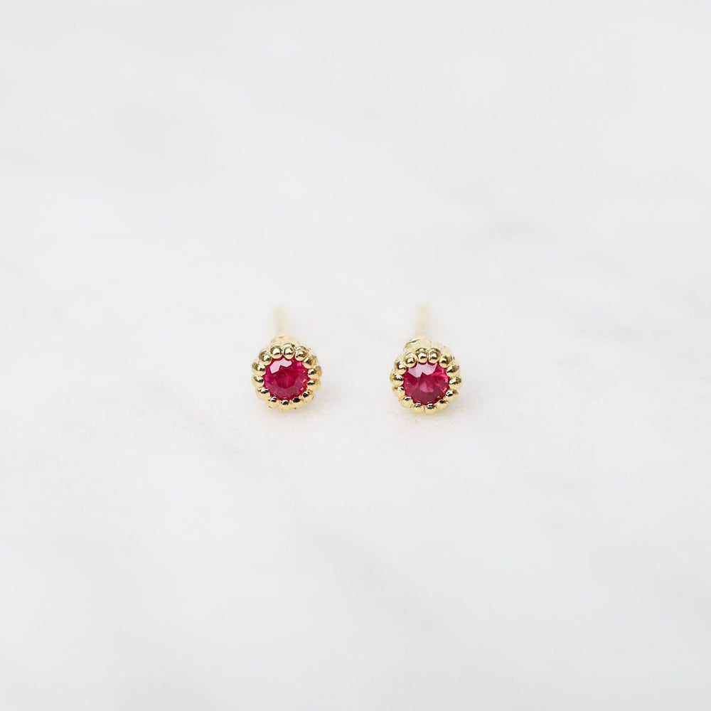 EAR-VRM Gold Vermeil Milgrain Edge Studs - Ruby