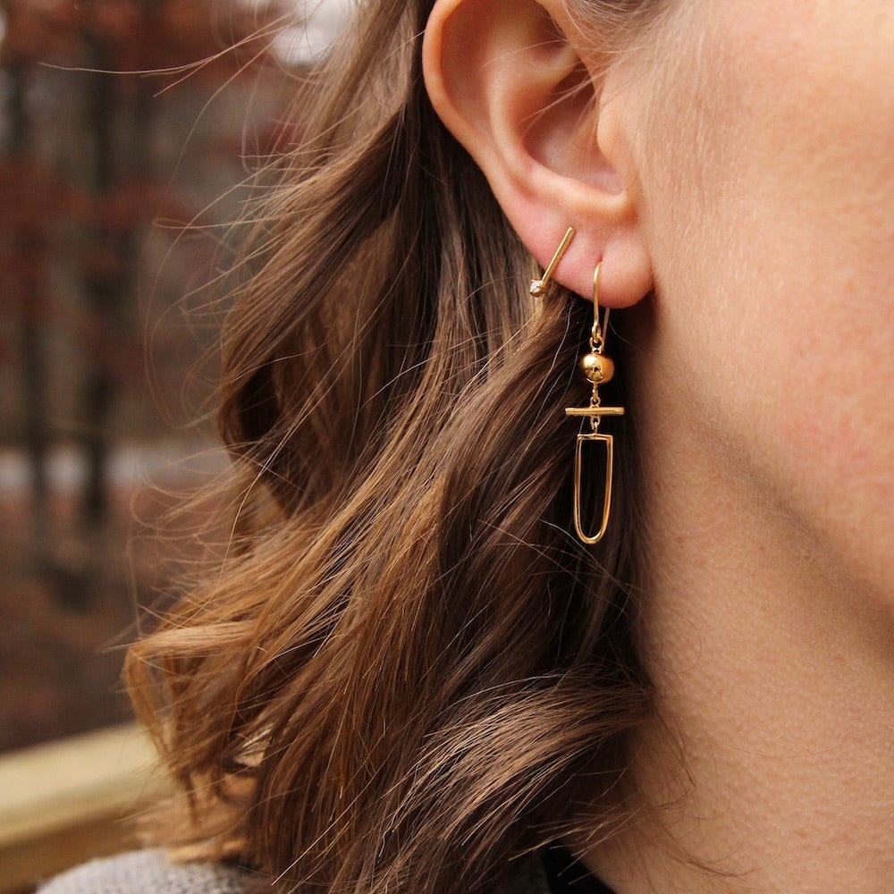 EAR-VRM Gold Vermeil Mod Shapes Drop Earrings