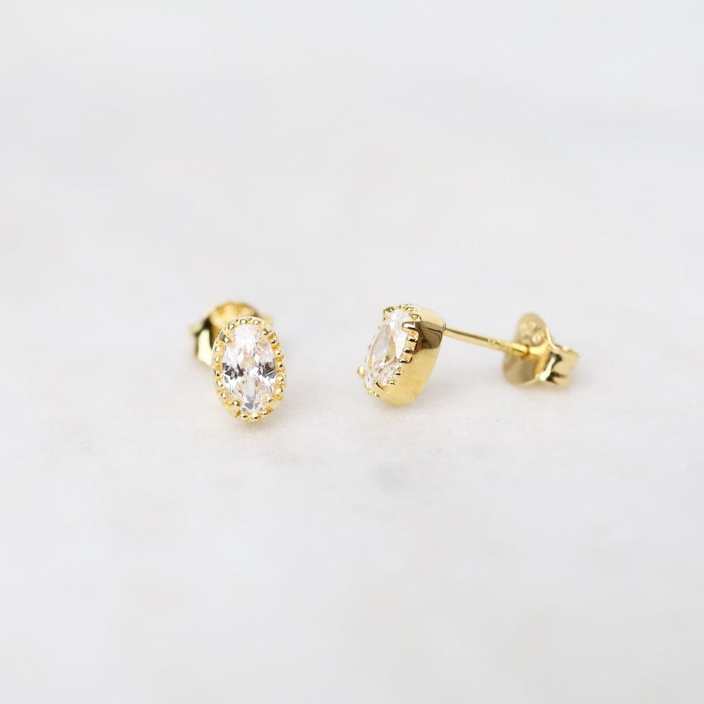 
                  
                    EAR-VRM Gold Vermeil Oval CZ with Milgrain Edge Stud Earrings
                  
                