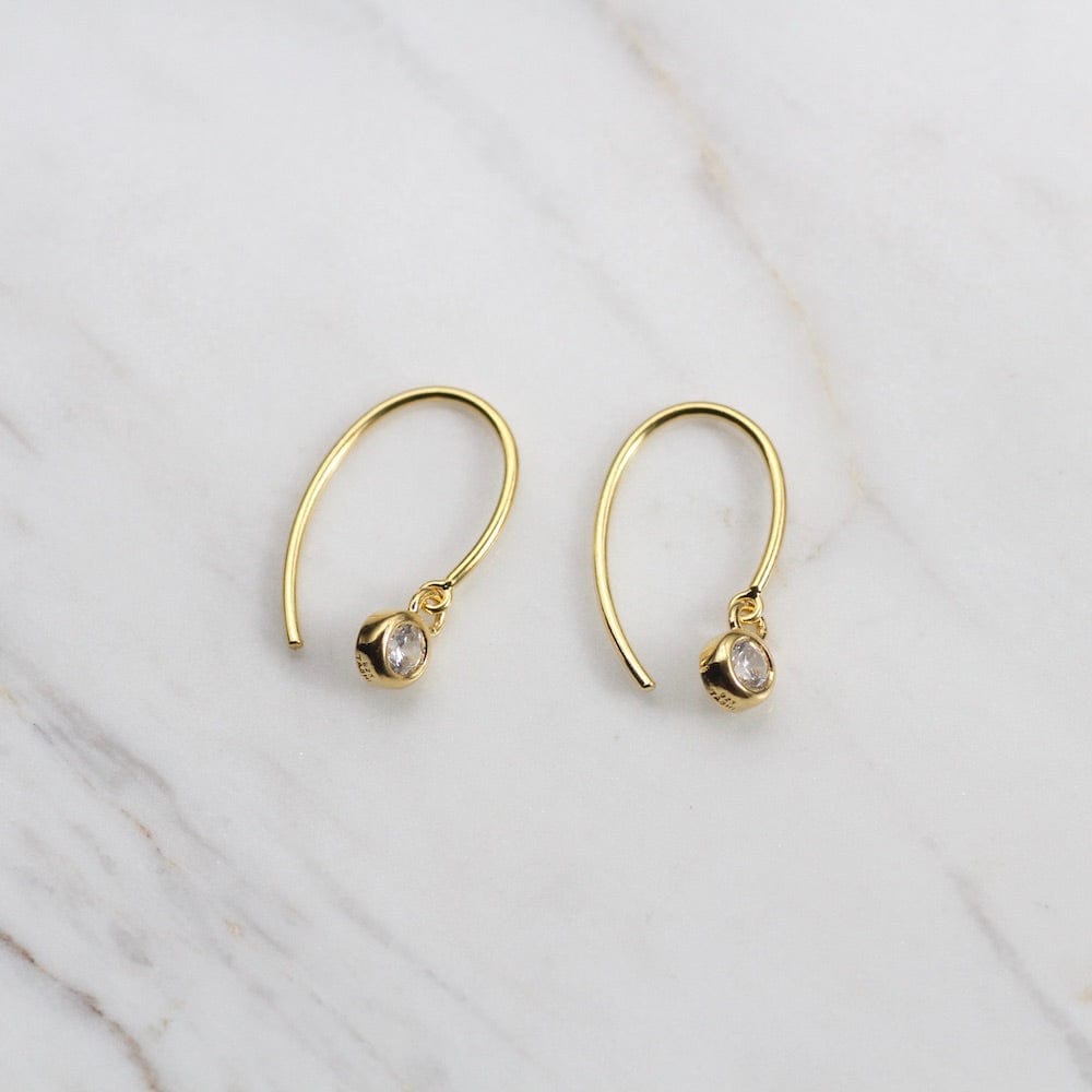 EAR-VRM Gold Vermeil Oval Hoop with Bezel set Cubic Zirconium