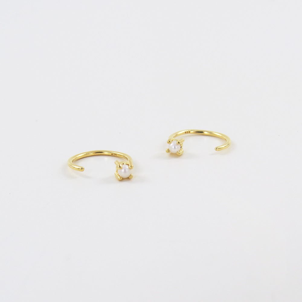 EAR-VRM Gold Vermeil Pearl Huggie Hoops