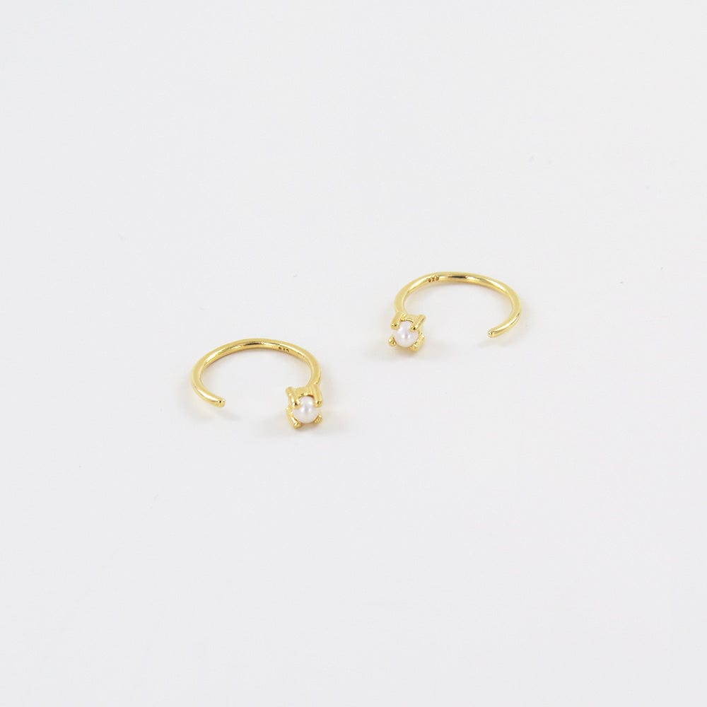 
                      
                        EAR-VRM Gold Vermeil Pearl Huggie Hoops
                      
                    