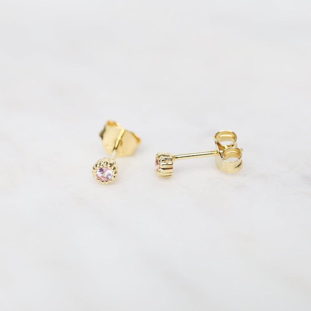 
                      
                        EAR-VRM Gold Vermeil Pink Sapphire Milgrain Edge Studs
                      
                    