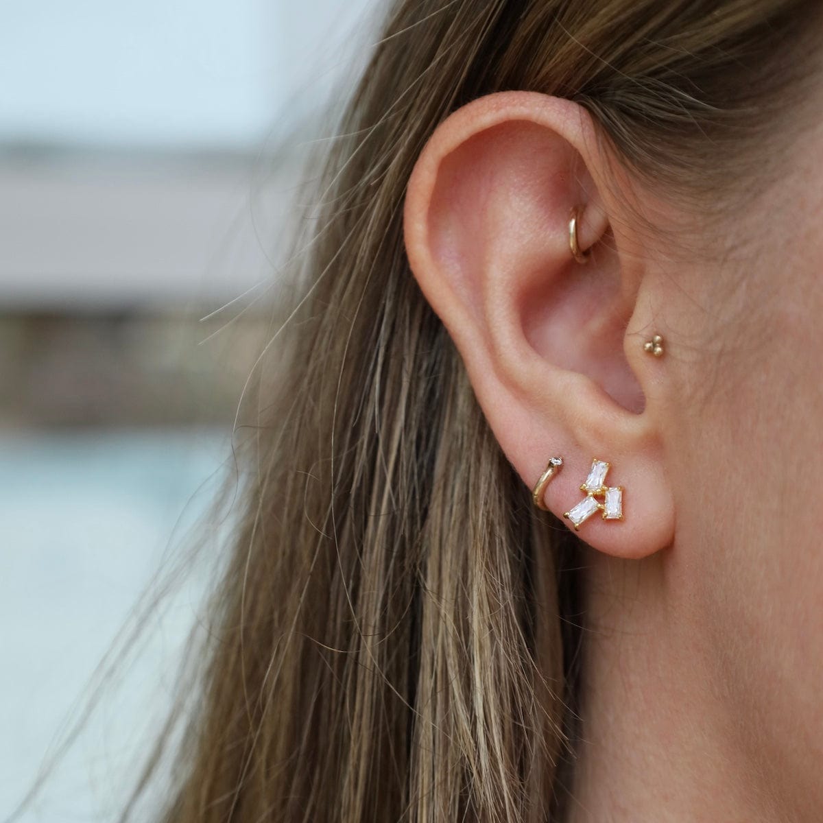 EAR-VRM Gold Vermeil Scatter of Baguettes Stud Earrings