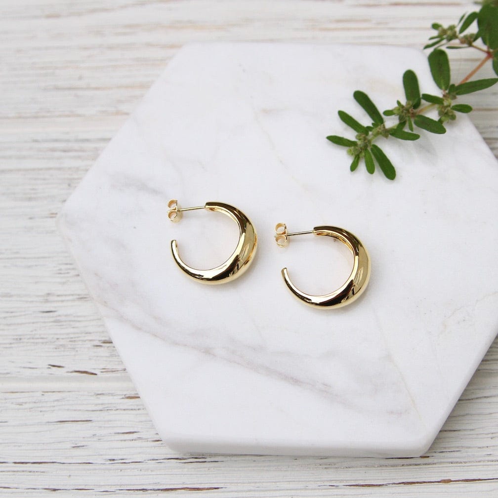 EAR-VRM Gold Vermeil Tapered Dome Hoop on Post