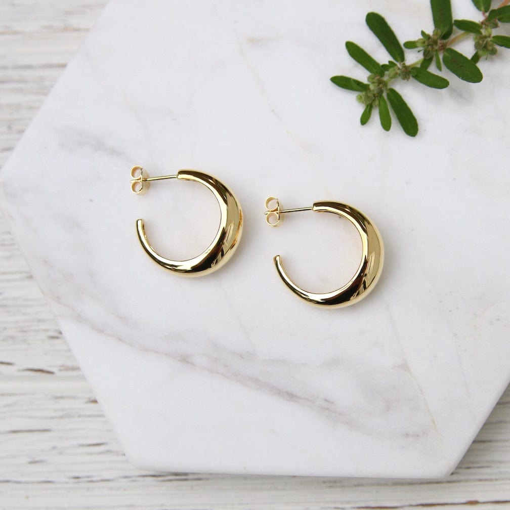 EAR-VRM Gold Vermeil Tapered Dome Hoop on Post