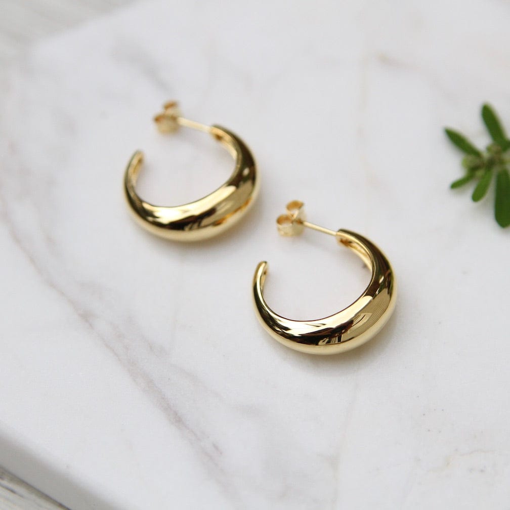 EAR-VRM Gold Vermeil Tapered Dome Hoop on Post