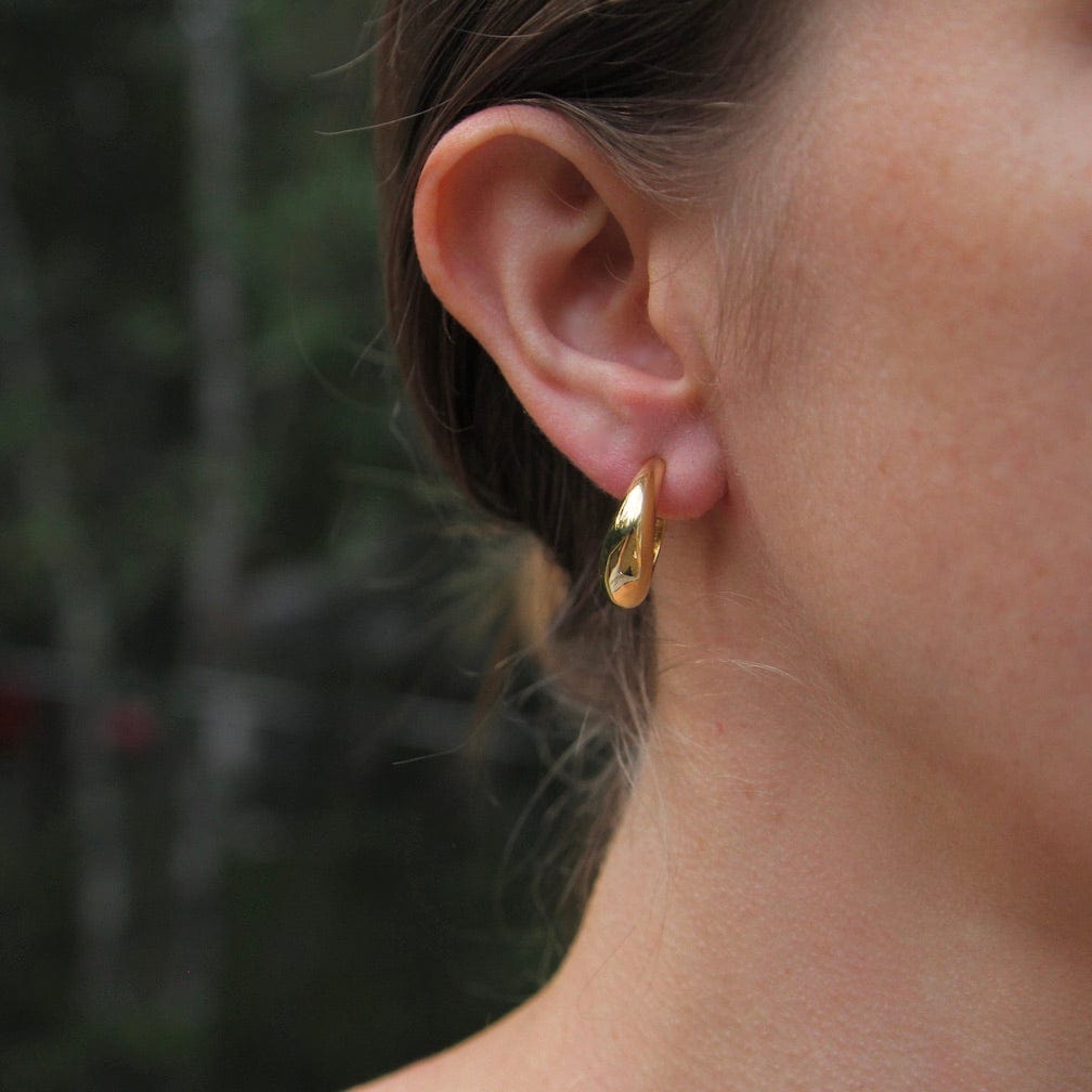 Small Hoops on Post in Gold Vermeil