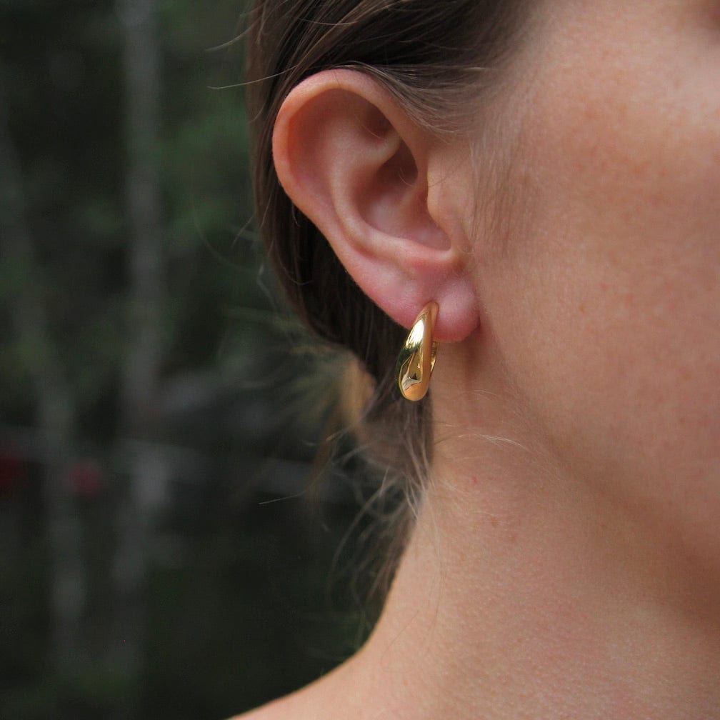 EAR-VRM Gold Vermeil Tapered Dome Hoop on Post