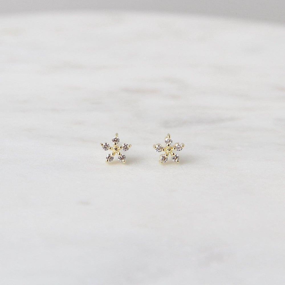 EAR-VRM Gold Vermeil Tiny CZ Flower Post Earring