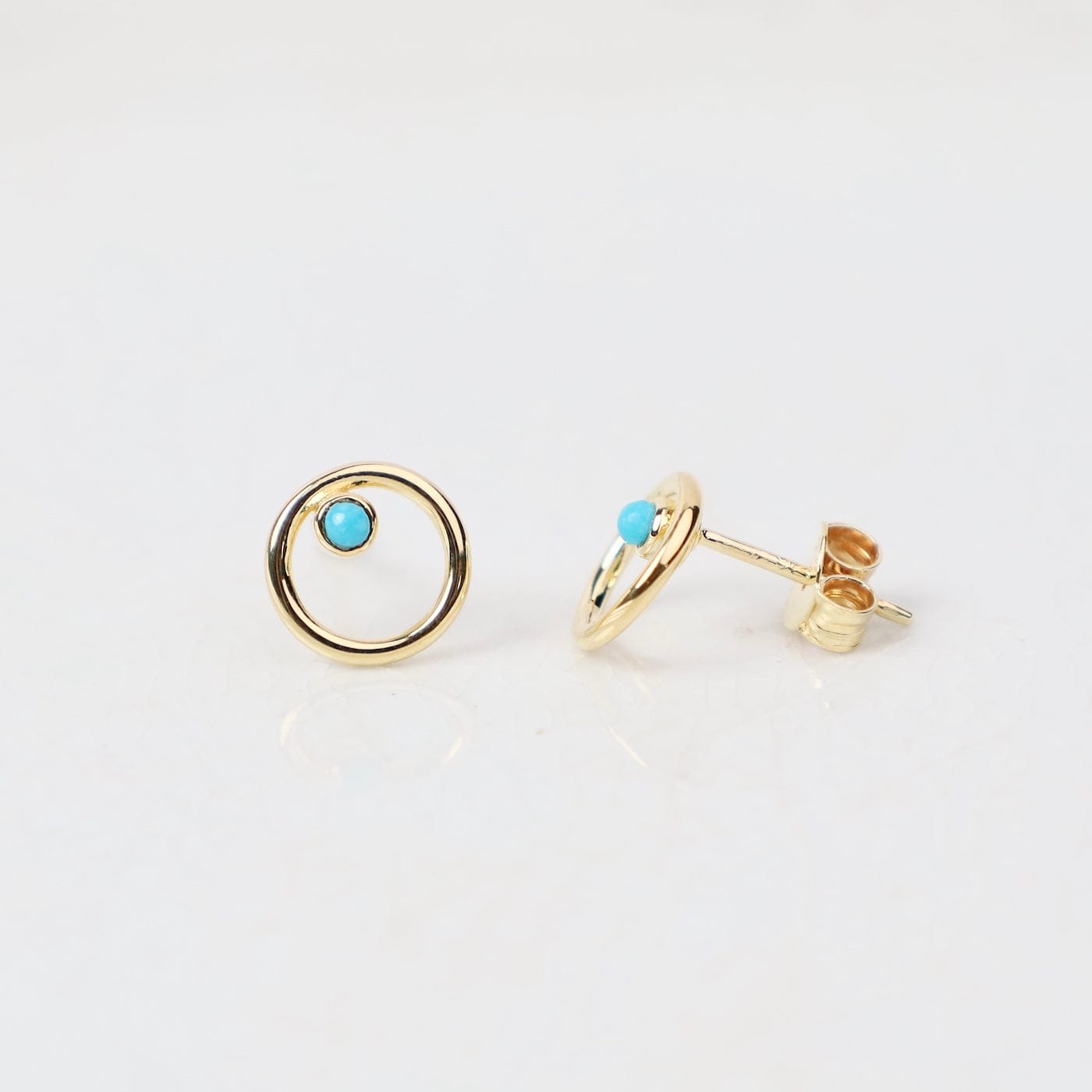 EAR-VRM Gold Vermeil Turquoise Inside Gold Circle Stud Earrings