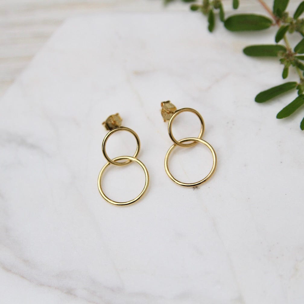 EAR-VRM Gold Vermeil Two Interlocking Circles Stud Earring