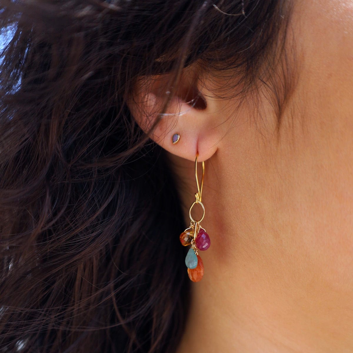 EAR-VRM Golden Link Earrings with Sunstone