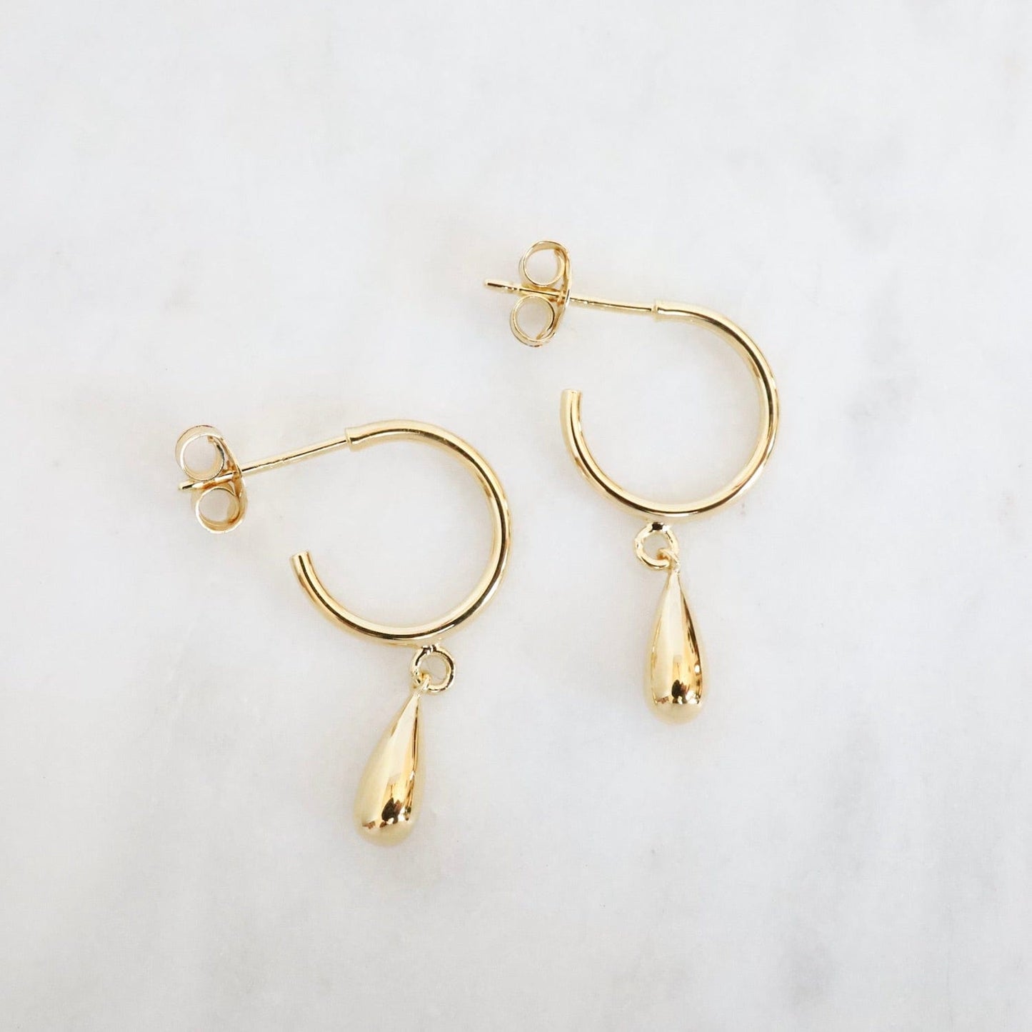 EAR-VRM Hoop with Hanging Drop in Gold Vermeil