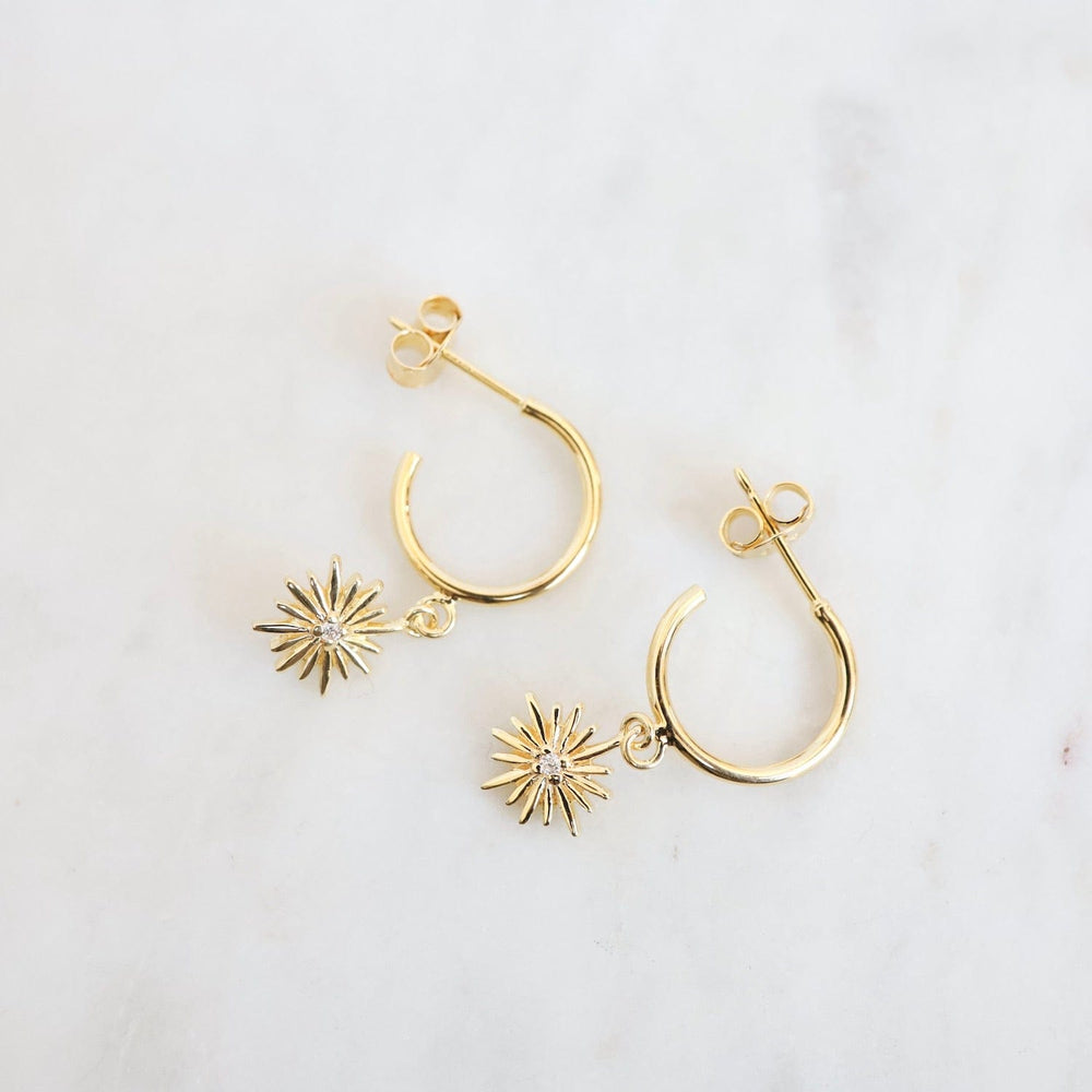 
                  
                    EAR-VRM Hoops with Hanging Sunburst in Gold Vermeil
                  
                