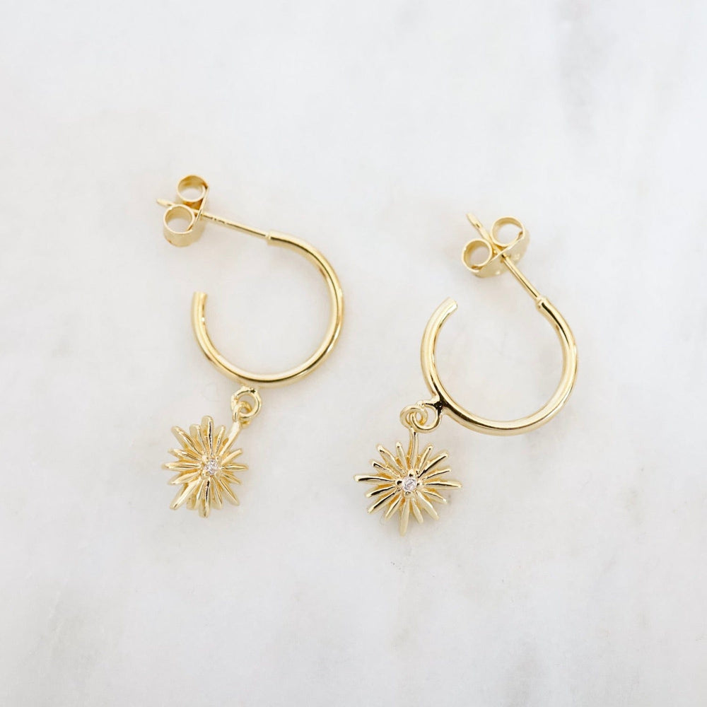 
                  
                    EAR-VRM Hoops with Hanging Sunburst in Gold Vermeil
                  
                