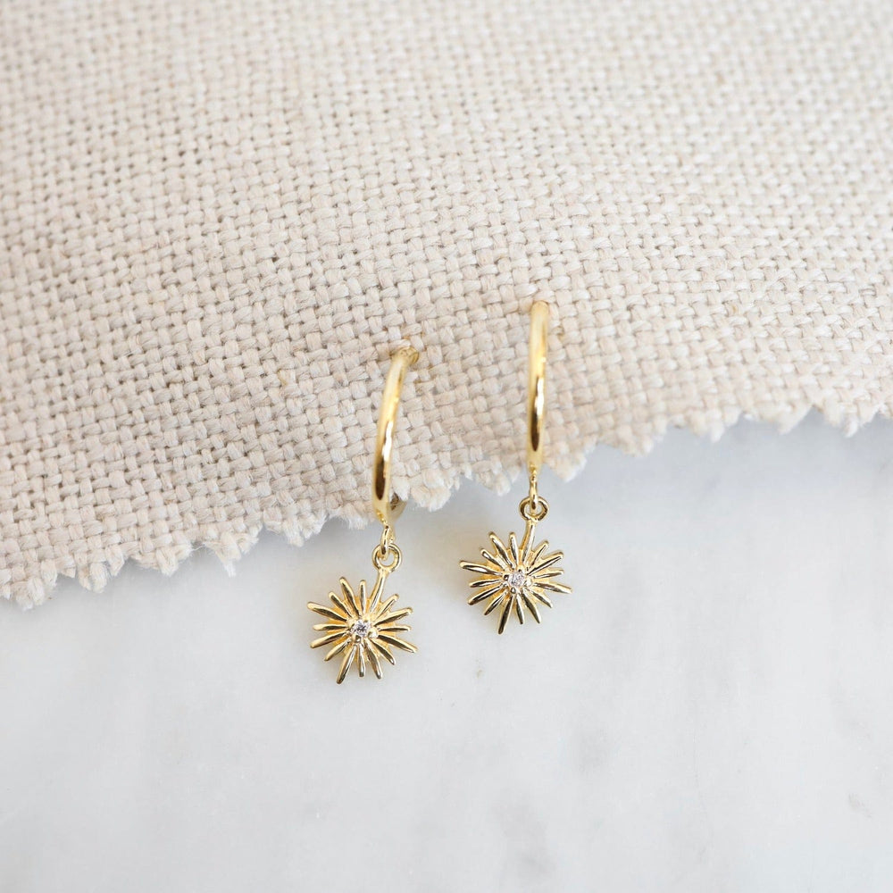 
                  
                    EAR-VRM Hoops with Hanging Sunburst in Gold Vermeil
                  
                