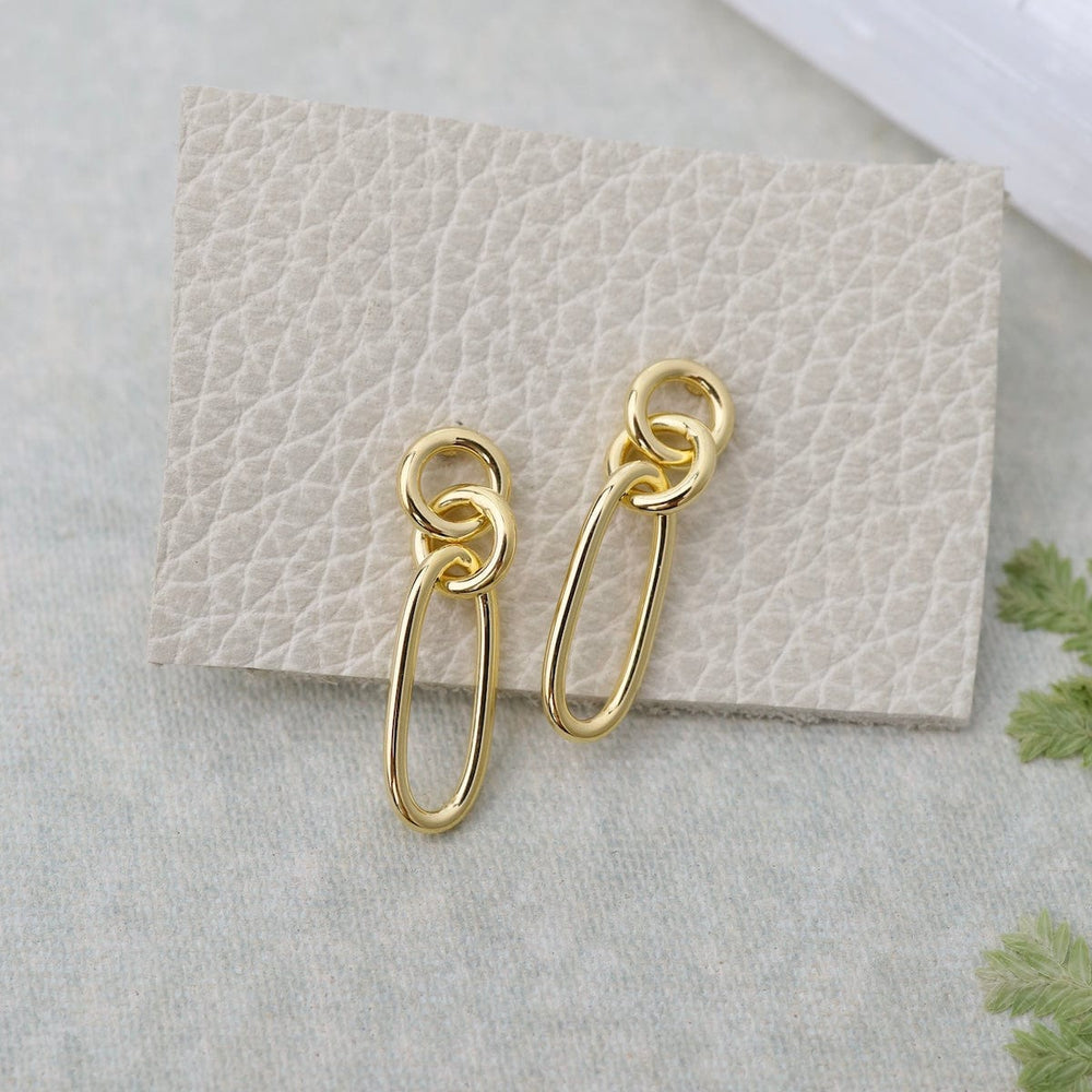 EAR-VRM Interlocking Ovals & Rings On Post Earrings - Gold Vermeil