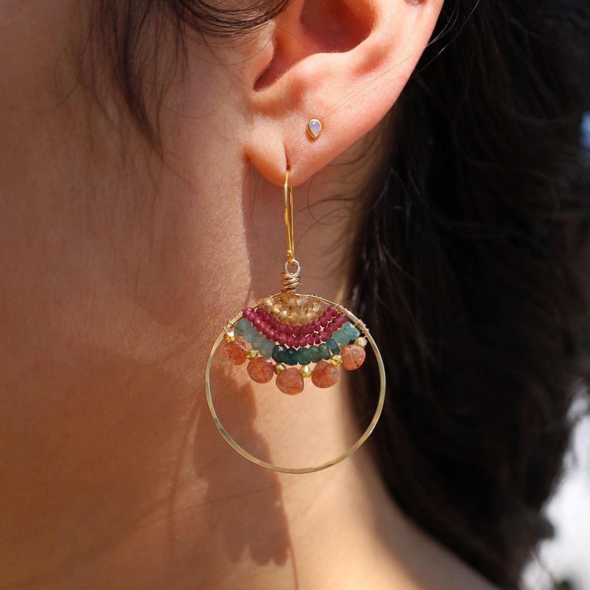 EAR-VRM Large Hoop Earrings with Sunstone