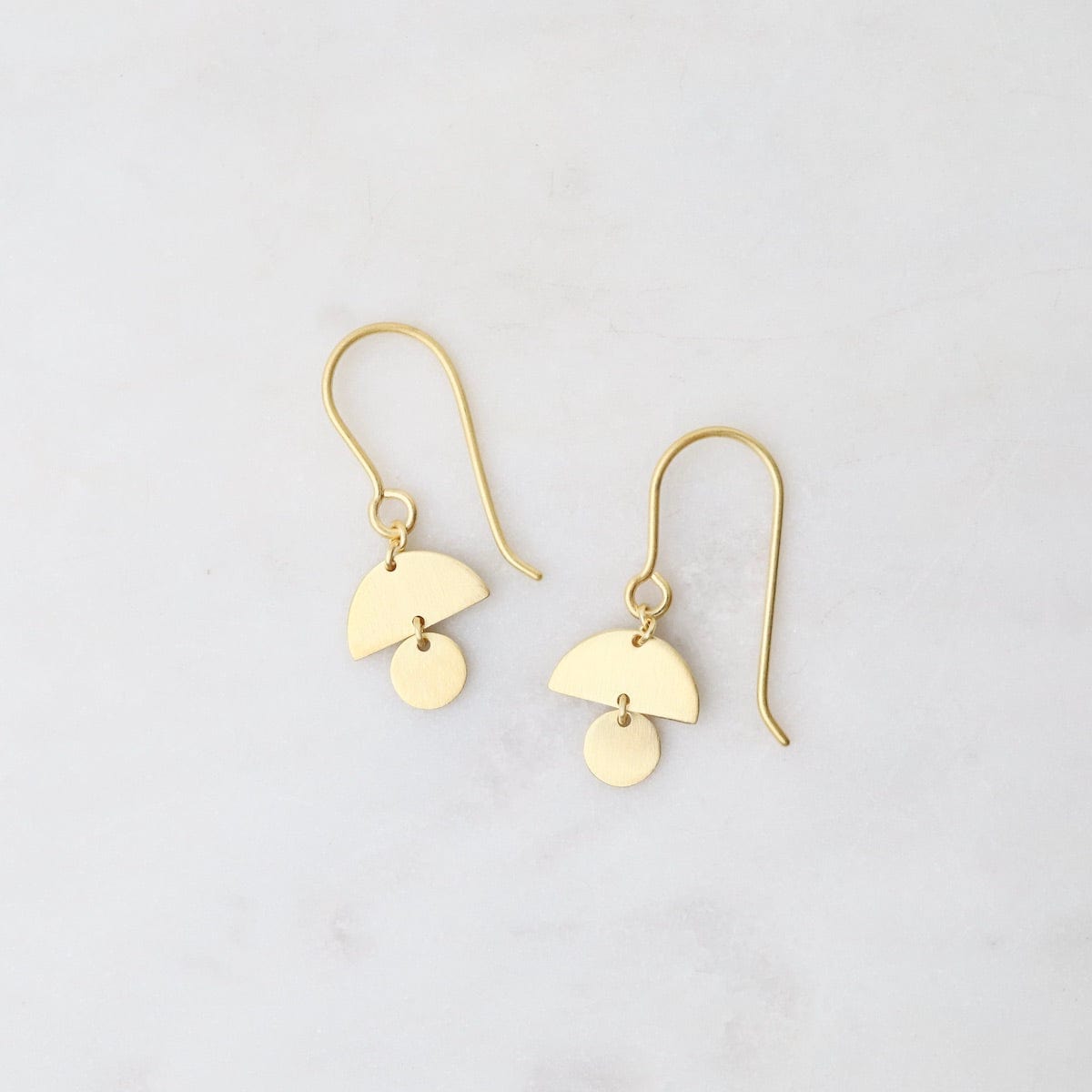 EAR-VRM Little Mod 2 Shape Drop Earrings - Brushed Gold Vermeil