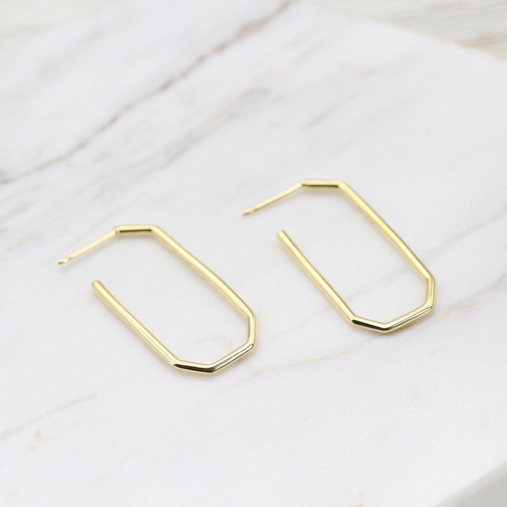 
                  
                    EAR-VRM Long Hex Hoop on Post - Gold Vermeil
                  
                