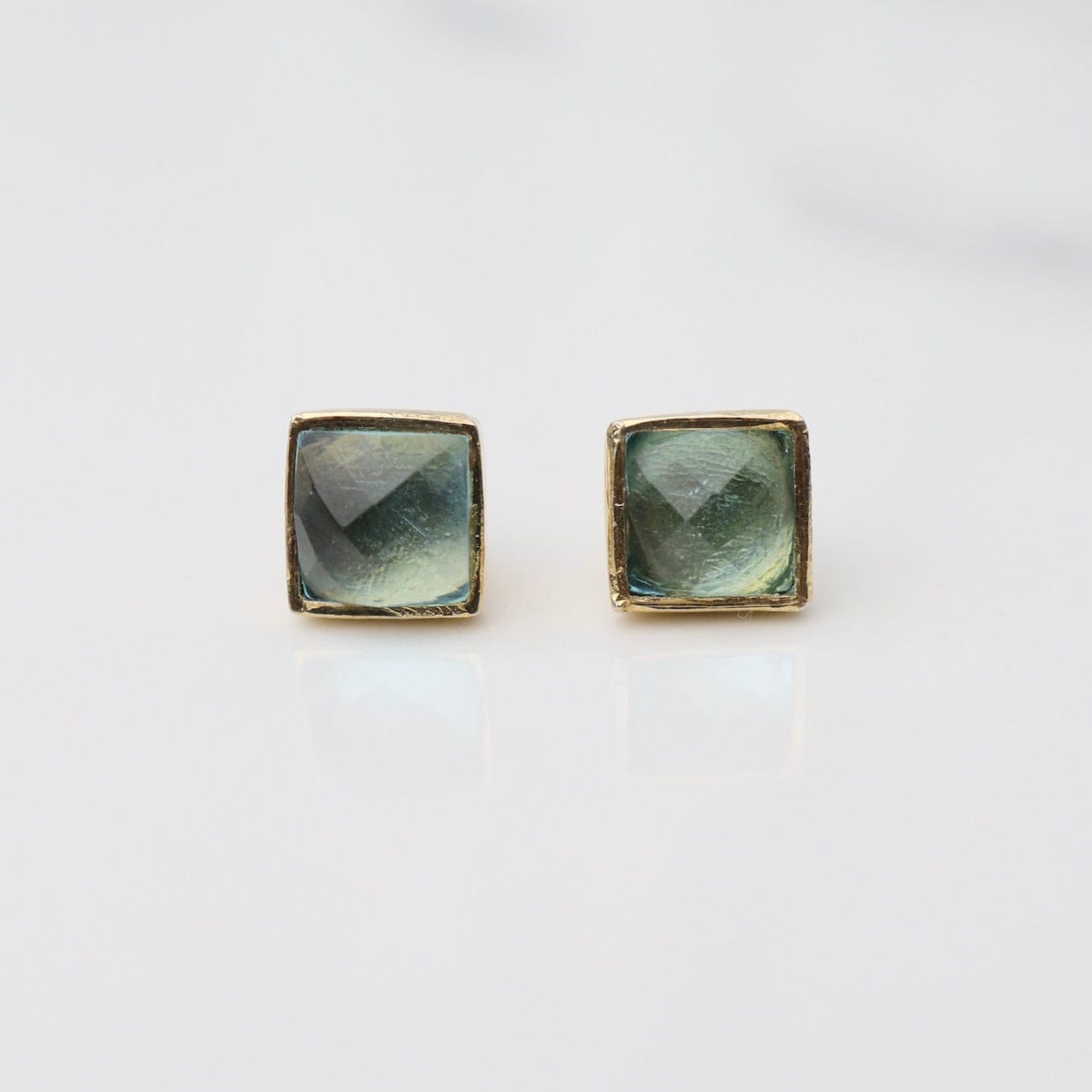 EAR-VRM Madeline Stud Earrings - Vermeil Square - Apatite