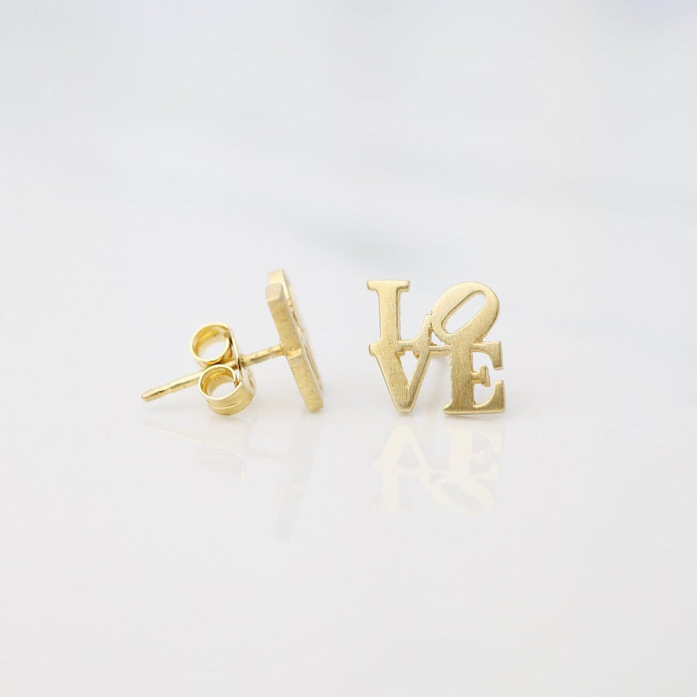 EAR-VRM Matte Gold Vermeil LOVE Stud Earrings