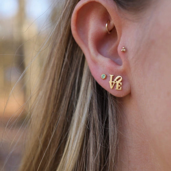 EAR-VRM Matte Gold Vermeil LOVE Stud Earrings