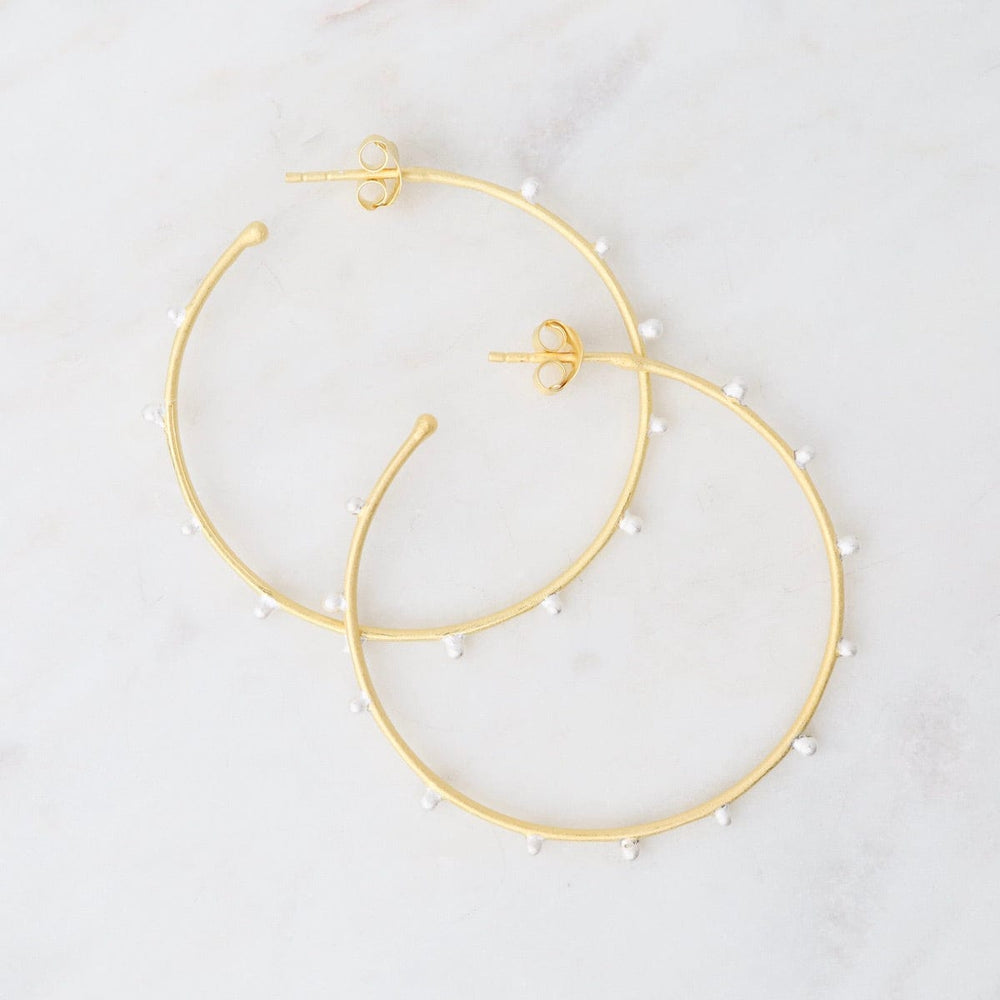 EAR-VRM Matte Vermeil Dotted Hoop Earrings - Large