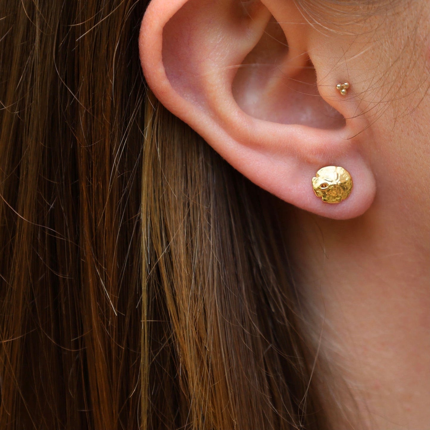 EAR-VRM Mini Sand Dollar Posts In 18K Gold Vermeil