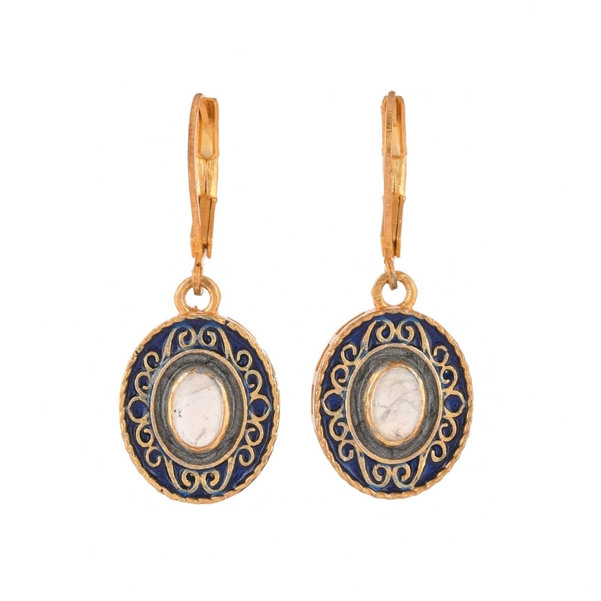 EAR-VRM Moonstone Gold Plated Brass Enamel Earrings