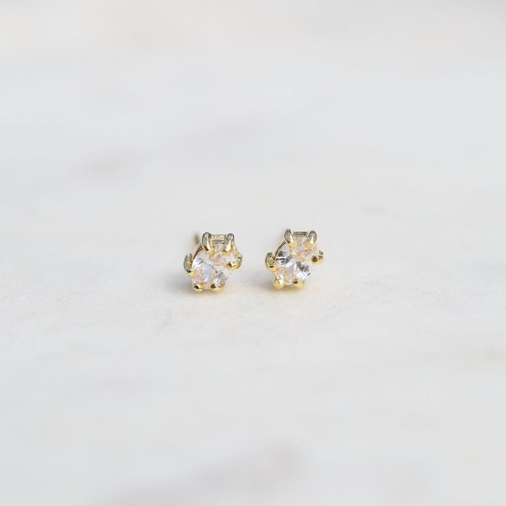 EAR-VRM Oval Claw-set CZ Studs - Gold Vermeil