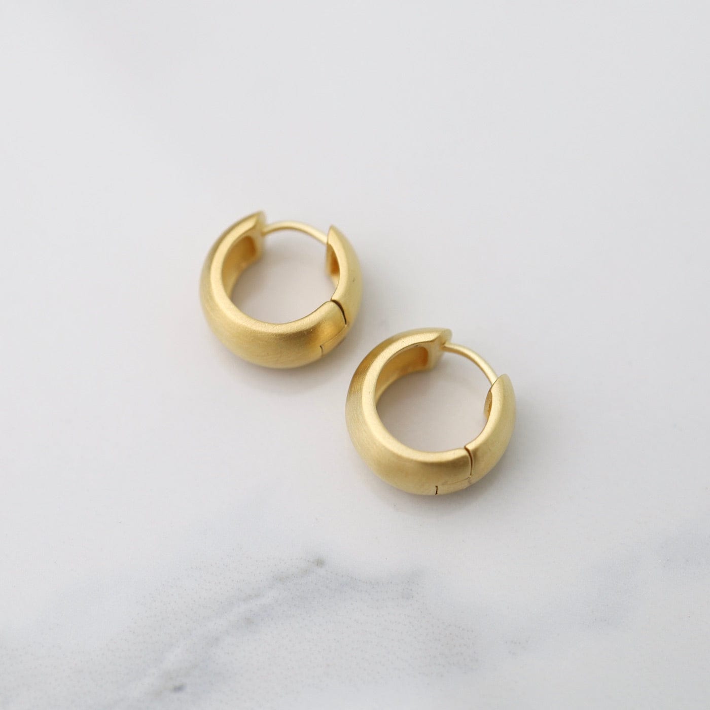 Perfect Wide Click Huggie Hoops - Brushed Gold Vermeil
