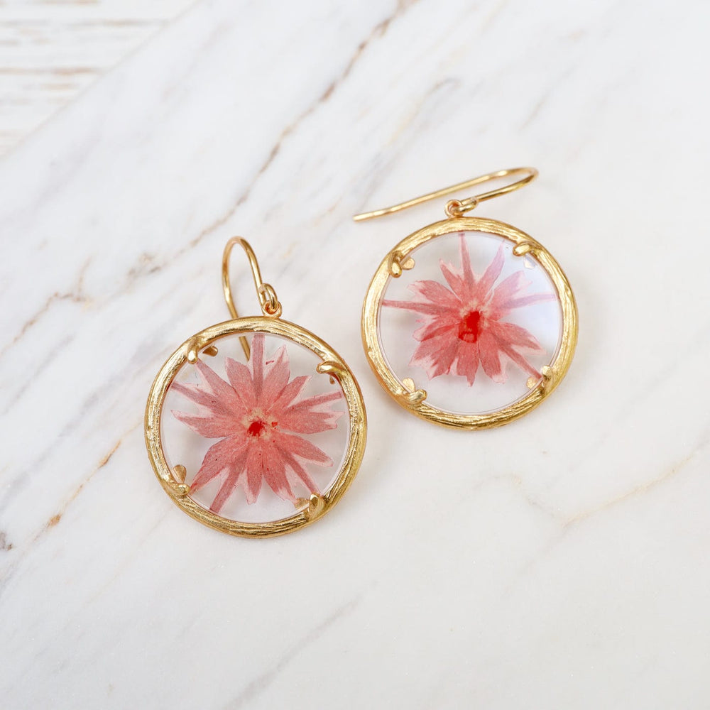 EAR-VRM Phlox Small Glass Botanical Earrings - 18K Gold Vermeil