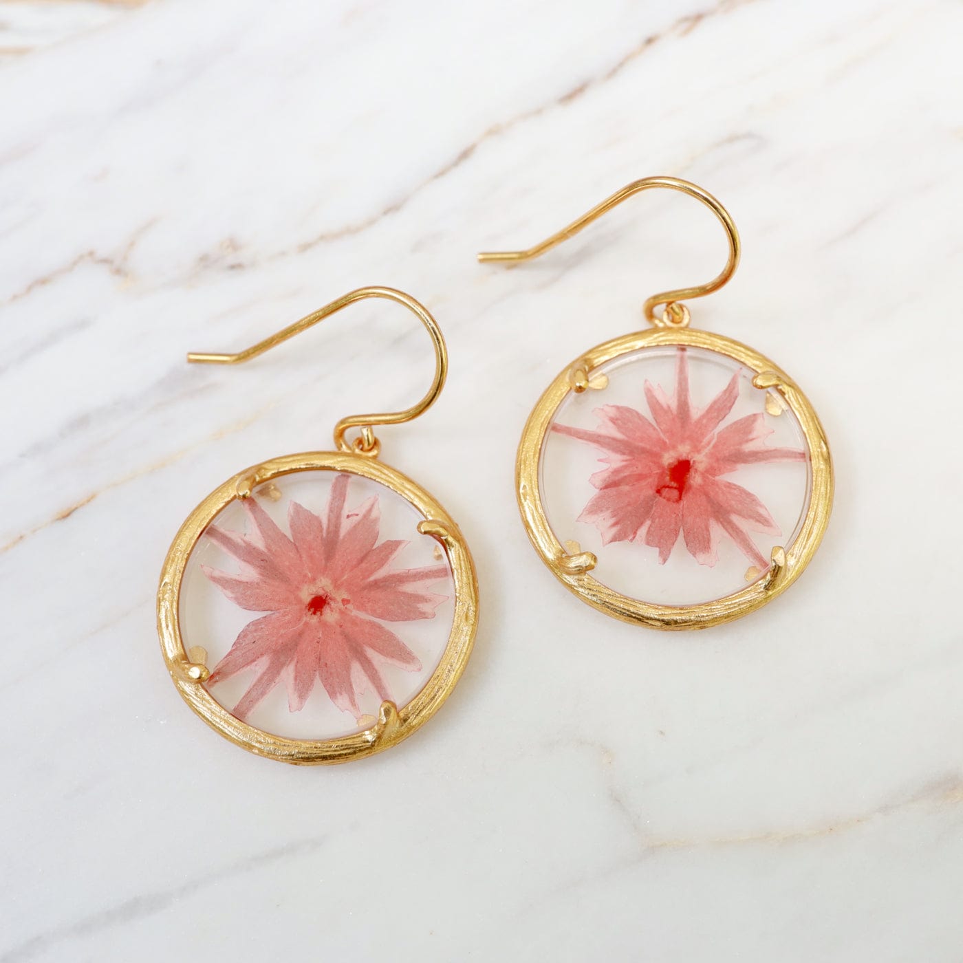 EAR-VRM Phlox Small Glass Botanical Earrings - 18K Gold Vermeil