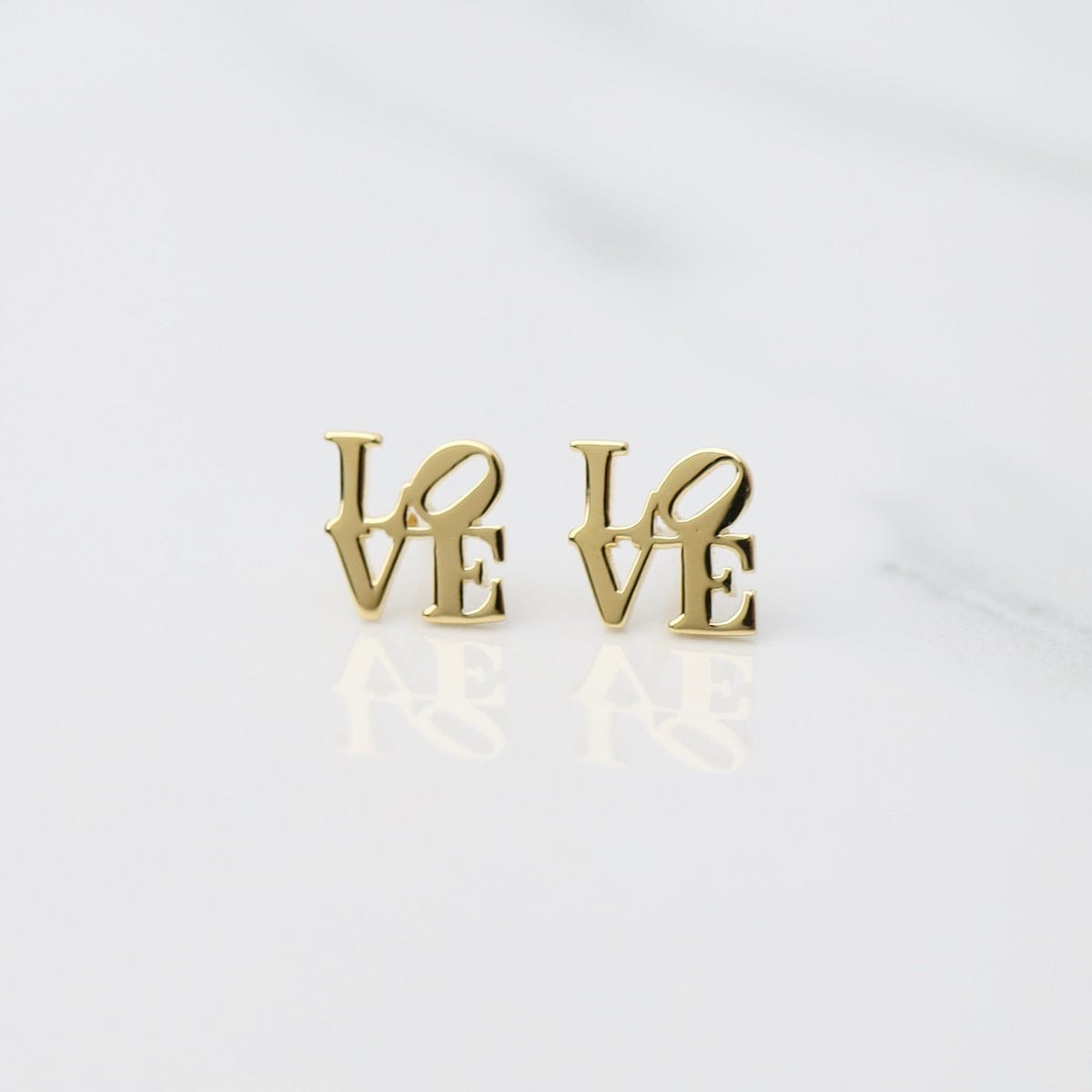 Load image into Gallery viewer, EAR-VRM Polished Gold Vermeil LOVE Stud Earrings
