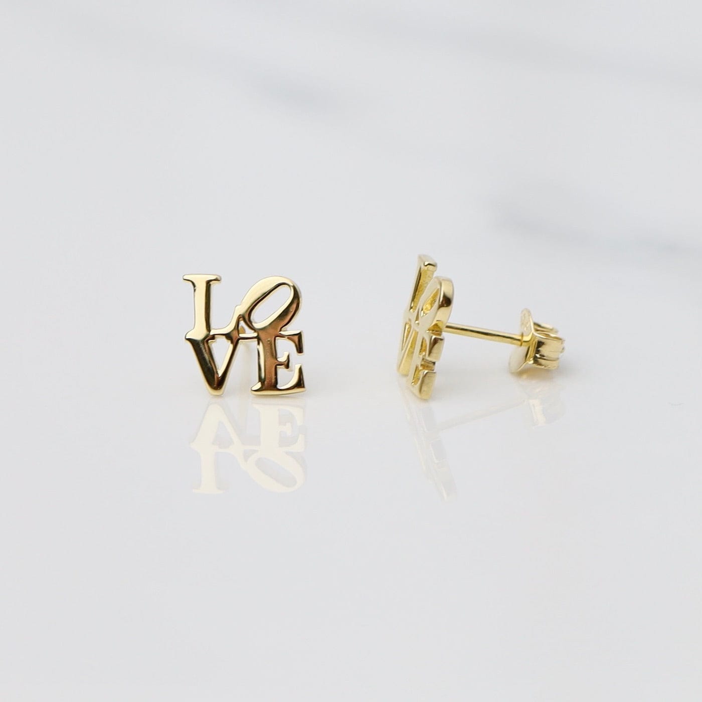 Load image into Gallery viewer, EAR-VRM Polished Gold Vermeil LOVE Stud Earrings
