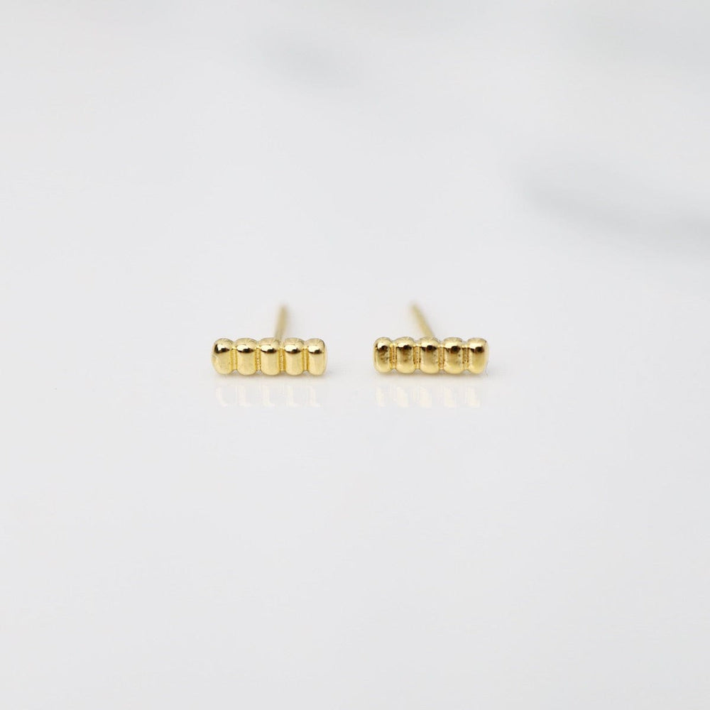 EAR-VRM Ridged Bar Studs - Gold Vermeil