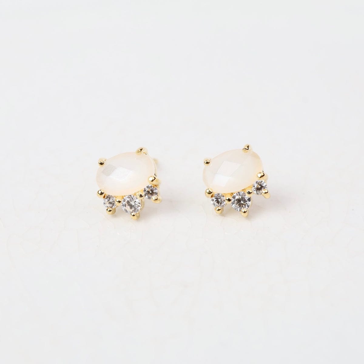EAR-VRM Rose Cut Oval Moonstone Stud Earrings