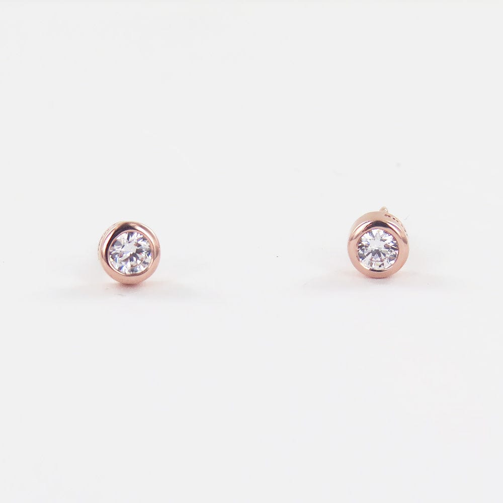 Load image into Gallery viewer, EAR-VRM Rose Gold Vermeil CZ Solitaire Studs
