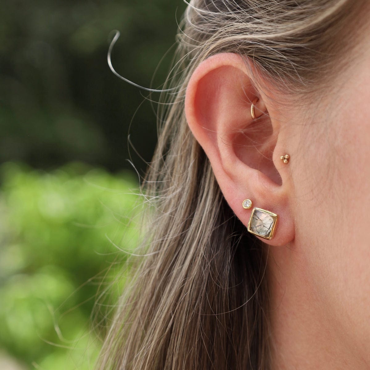 EAR-VRM Rutilated Quartz Vermeil Madeline Stud Earrings